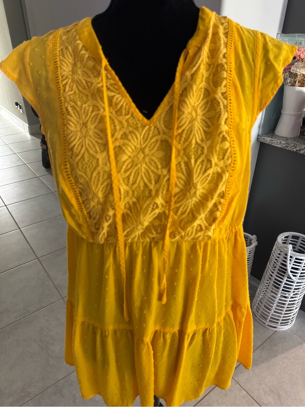 torrid Yellow Lace-Detail top